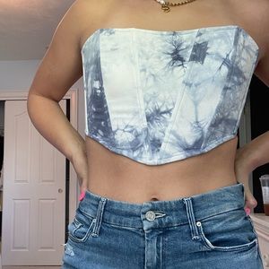 Cotton Candy LA blue tie dye corset top size Small